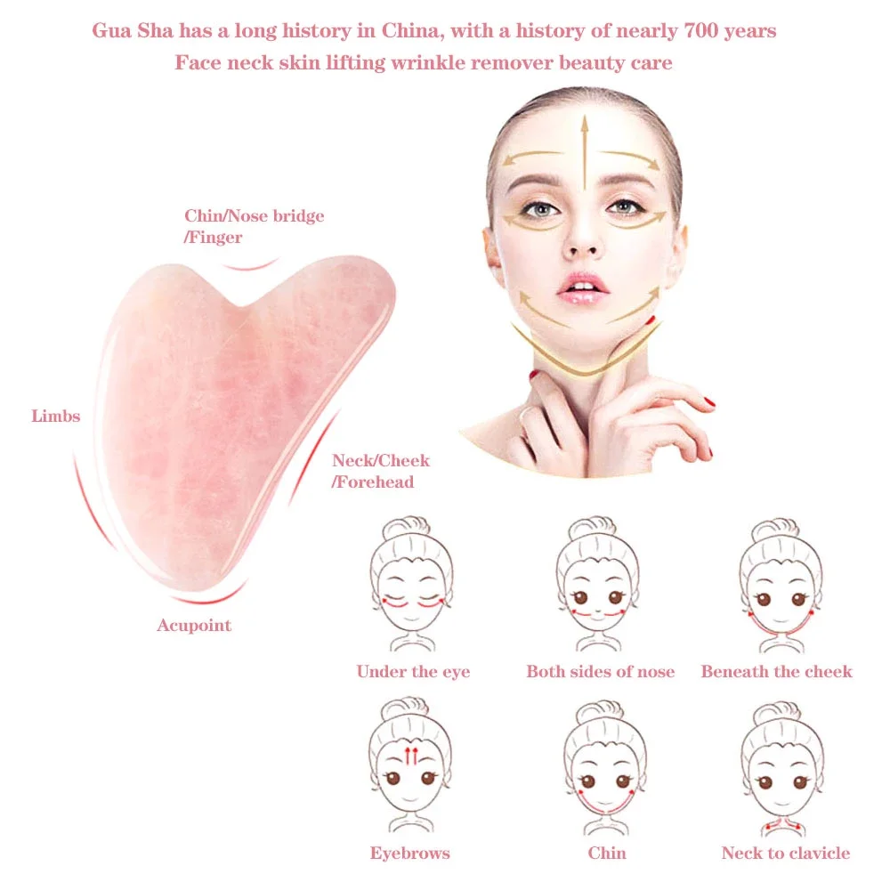 Natural Rose Jade Gua Sha Gouache Scraper Massager for Face Body Facial Skin Lifting Wrinkle Remove Beauty SPA Care Tools - Image 2