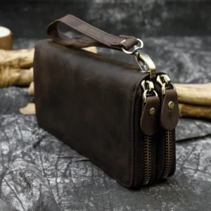 Retro Crazy Horse Leather Purse For Men Clutch Purse