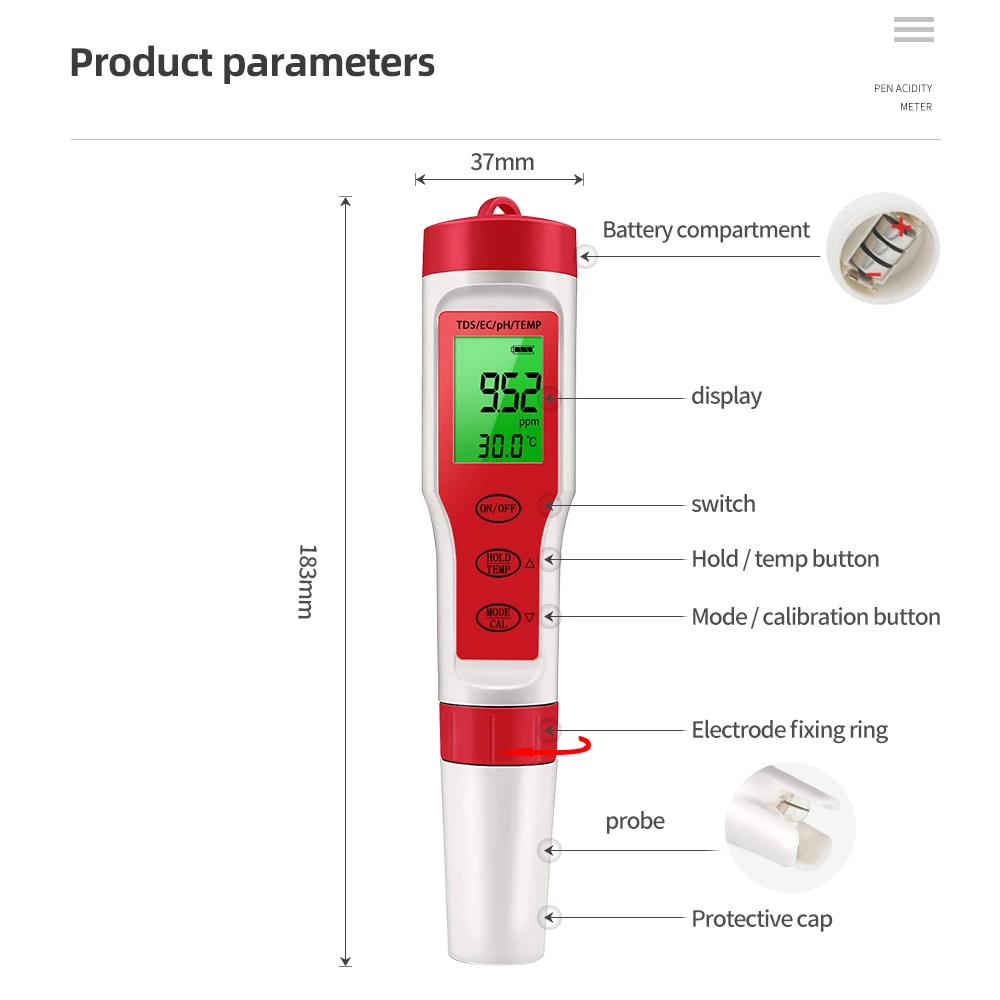 Multifunction Water Quality Tester Ph/ Tds/ec /salinity Tester Lcd - Image 5