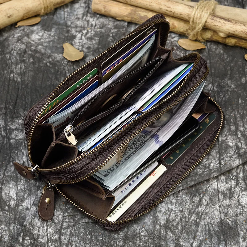 Retro Crazy Horse Leather Purse For Men Clutch Purse - Image 6