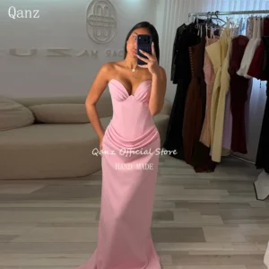 Vintage Pink Evening Dresses Women Mermaid Sweetheart Vestido Invitada Boda Detachable Shawl Vestidos De Festa Customized