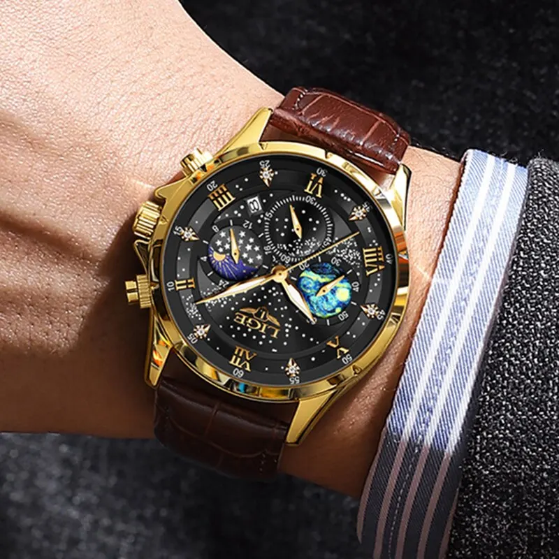 Men's Leather Strap Quartz Watch – Classic - Image 5