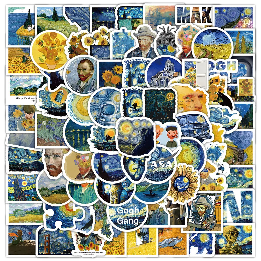 Van Gogh Cute Stickers Pack Aesthetic Stationery Supplies Lot - Image 3