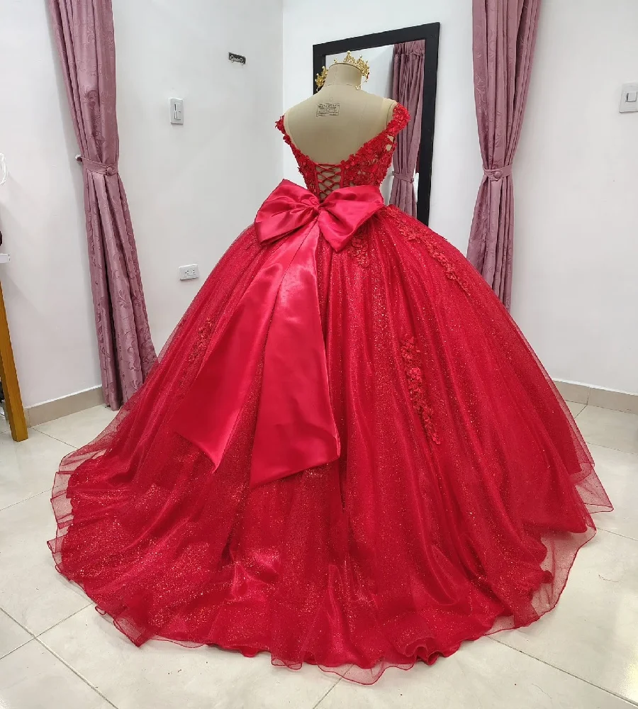 Gorgeous Red Vestidos De 15 Quincea Era Dress Masquerade - Image 4