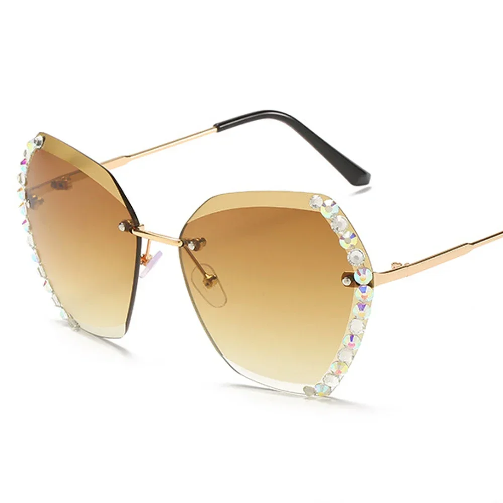 Vintage Oversized Rimless Sunglasses - Image 4