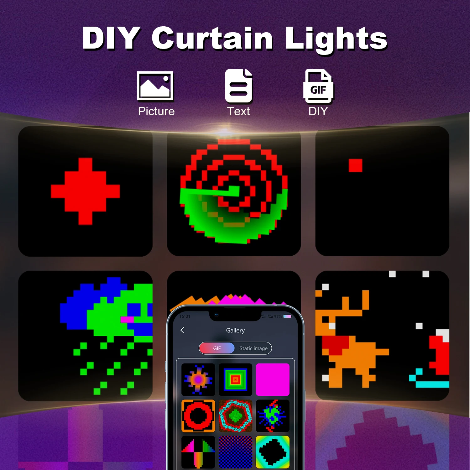 Led Smart Curtain Lights New Year S Garland App - Image 5