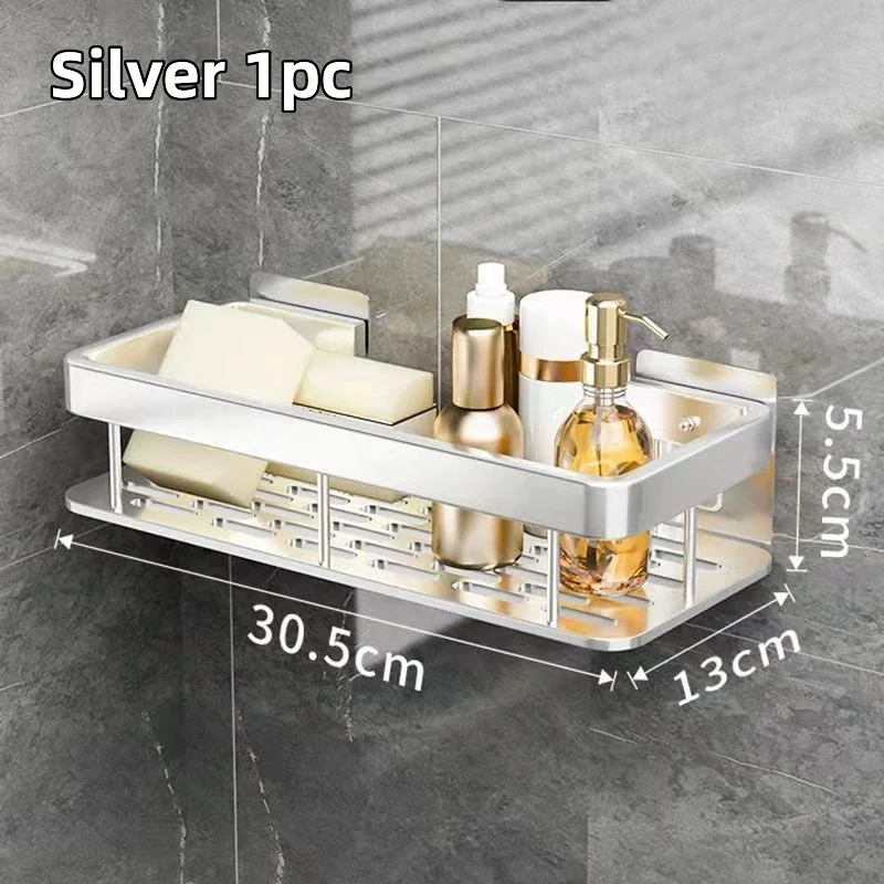 Bathroom Shelf Kitchen Storage Organizer Aluminum Alloy Shampoo Rack - Image 10