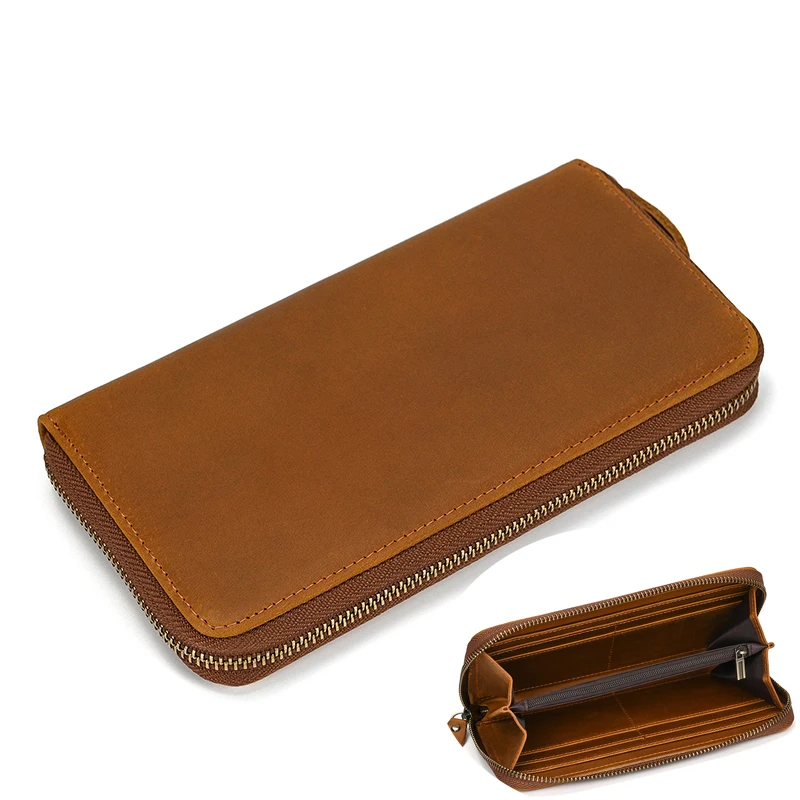Retro Crazy Horse Leather Purse For Men Clutch Purse - Image 17