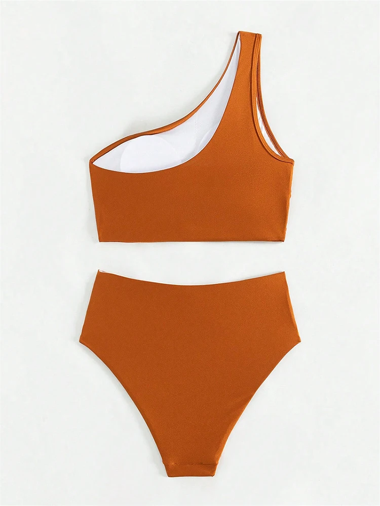 Circyy Single Shoulder Bikini Set Women Swimsuit Two-piece Pleated - Image 6