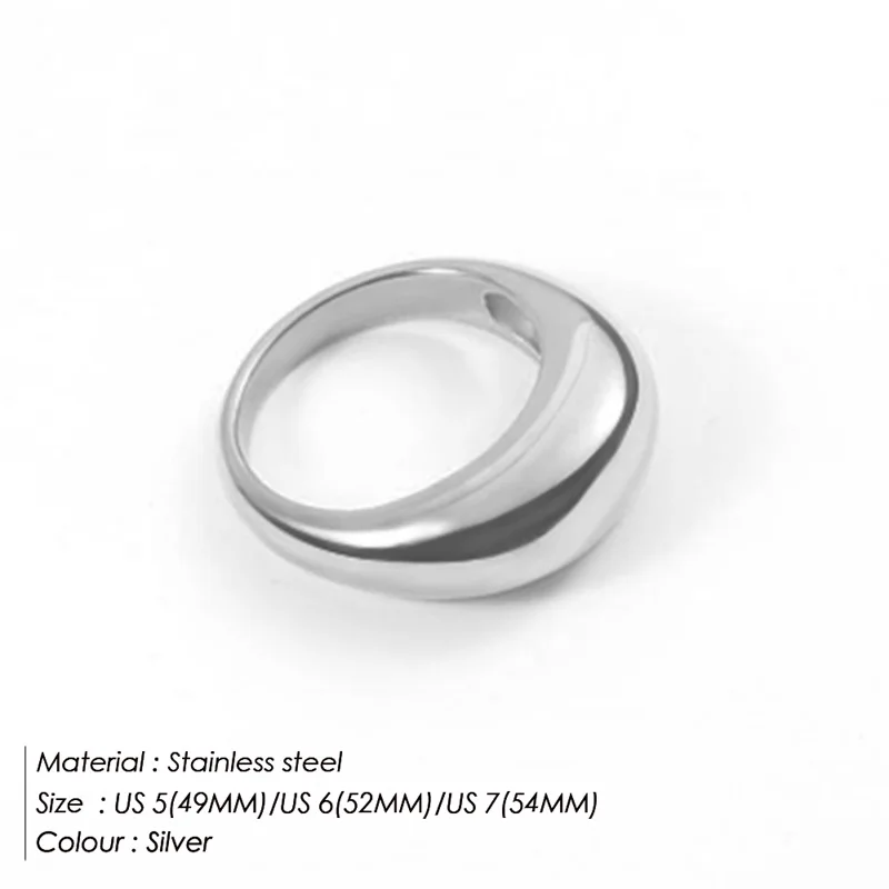 Fashion Stainless Steel Rings for Women Gold Color Arc Rings Geometric Jewelry Gift Wholesale 8MM - Image 7