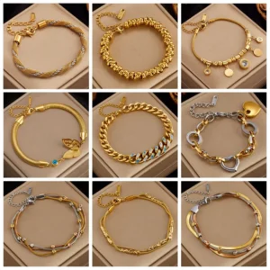 Dieyuro 316l Stainless Steel Gold Color Heart Butterfly Thick