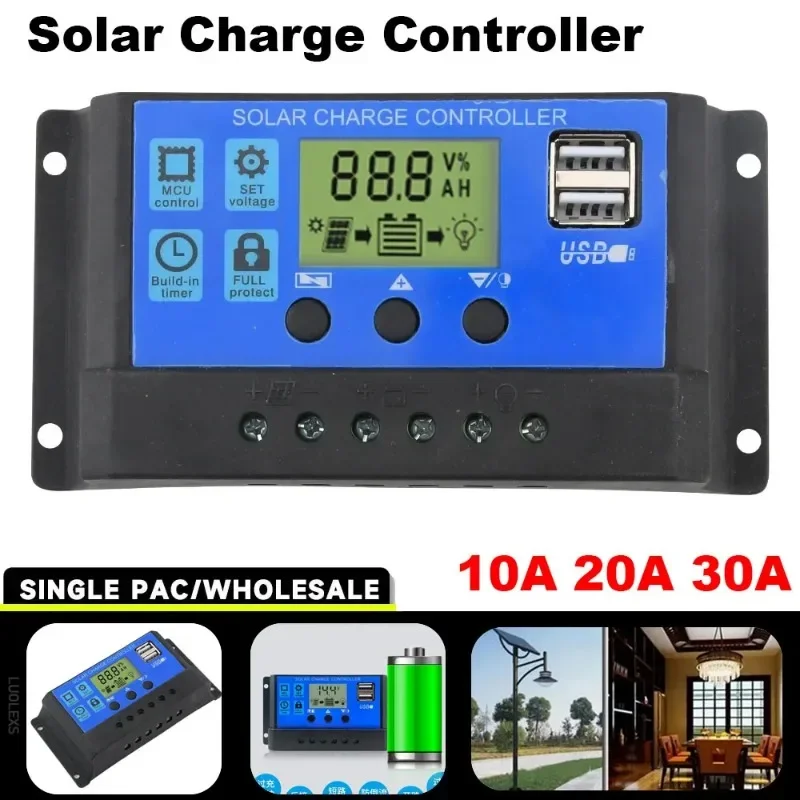 Solar Charge Controller 12v24v 30a/20a/10a Auto Lcd Dual Usb - Image 6