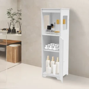 Bathroom Storage Cabinet White Pvc Cupboard Shelf 28*25*90cm Tissue