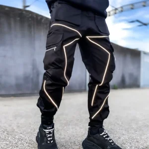 Men S Reflective Cargo Pants New Hip Hop Casual