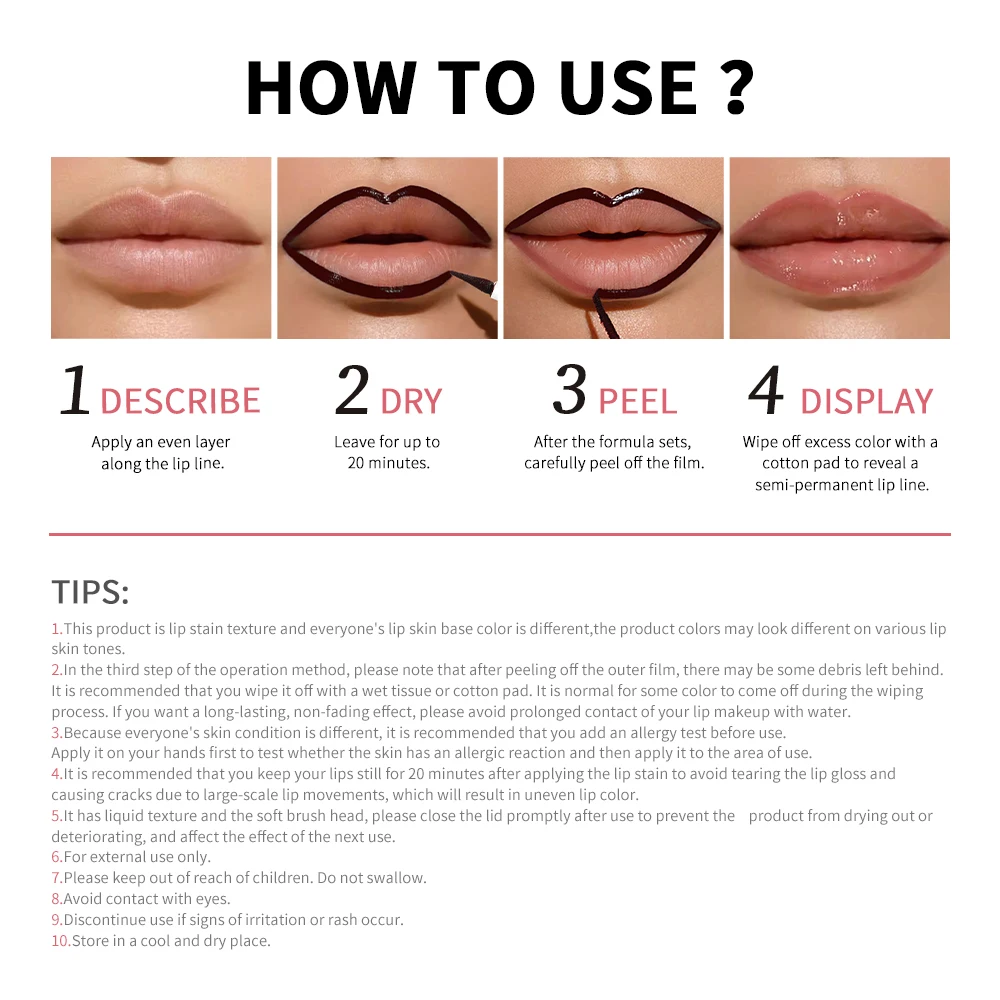 Peel Off Lip Stain Lip Liner Tattoo Long-Lasting Waterproof Smudge-Proof Transfer-Proof Matte Lipliner Magic Lip Cosmetic - Image 6