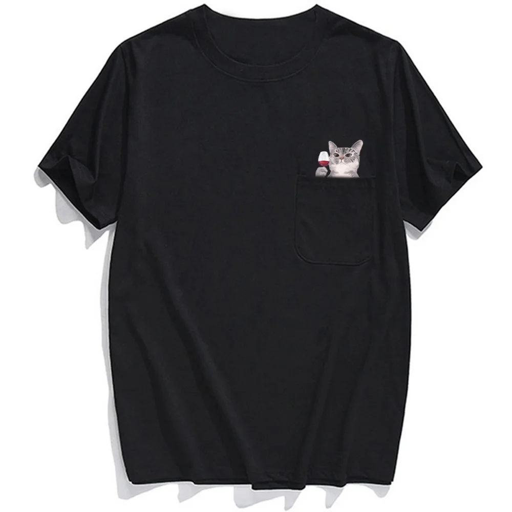 Cloocl Animal T-shirt Fashion Brand Summer Pocket Cat Stickers - Image 4