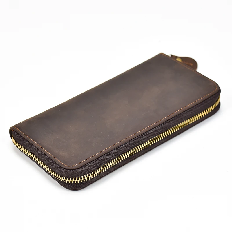 Retro Crazy Horse Leather Purse For Men Clutch Purse - Image 15