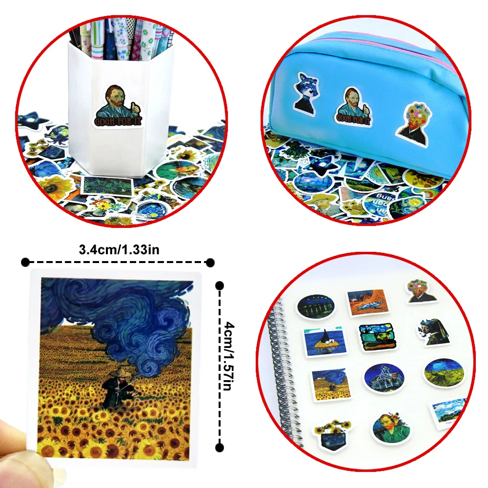 Van Gogh Cute Stickers Pack Aesthetic Stationery Supplies Lot - Image 2