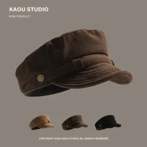 Retro Suede Flat-Top Painter Hat