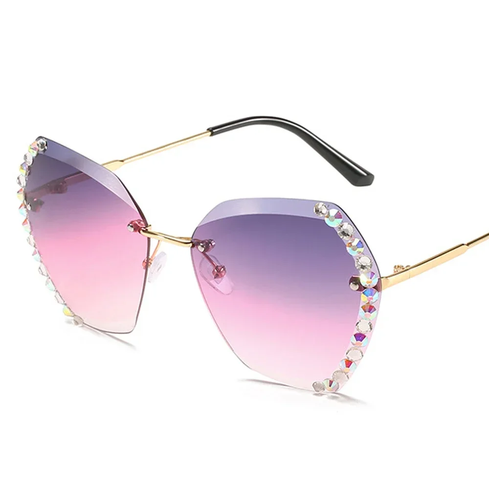 Vintage Oversized Rimless Sunglasses - Image 6