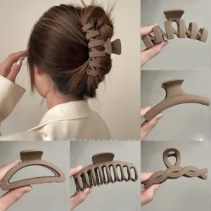 Women Hair Claw Clips Korea Coffee Beige Acrylic Large