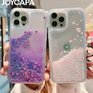 Luxury Love Heart Liquid Glitter Case For Iphone 17