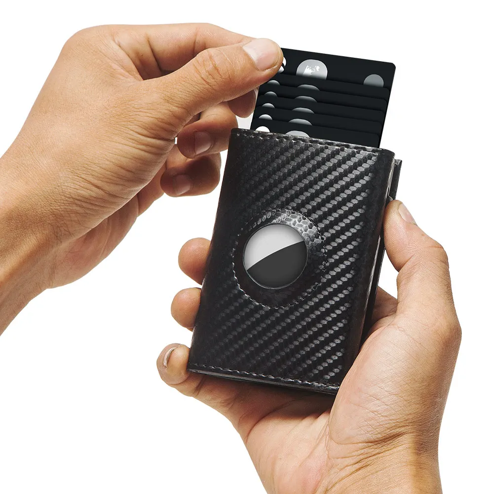 Carbon Fiber Mens Airtag Wallet Rfid Blcoking Pop Up - Image 6