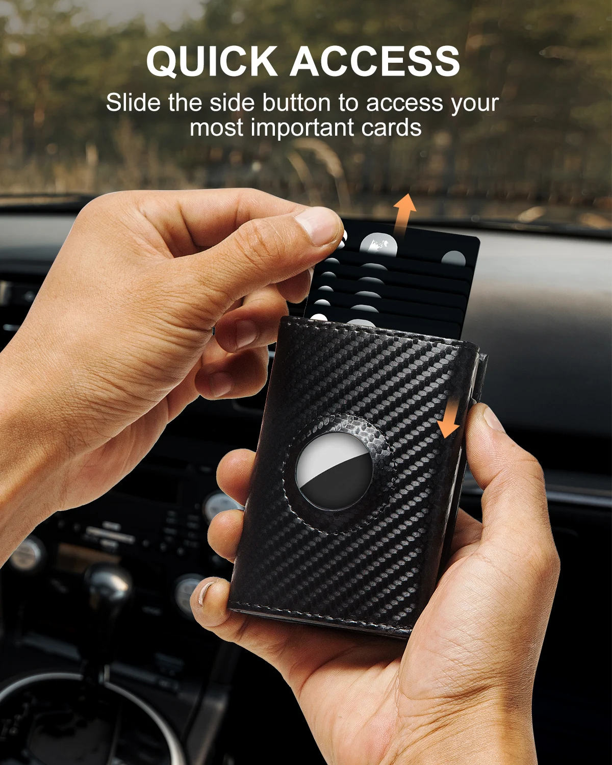 Carbon Fiber Mens Airtag Wallet Rfid Blcoking Pop Up - Image 4