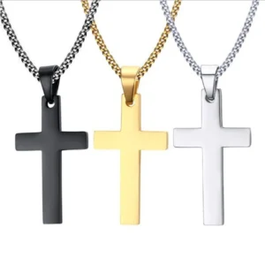 Fashion Stainless Steel Cross Pendant Necklace For Women Men