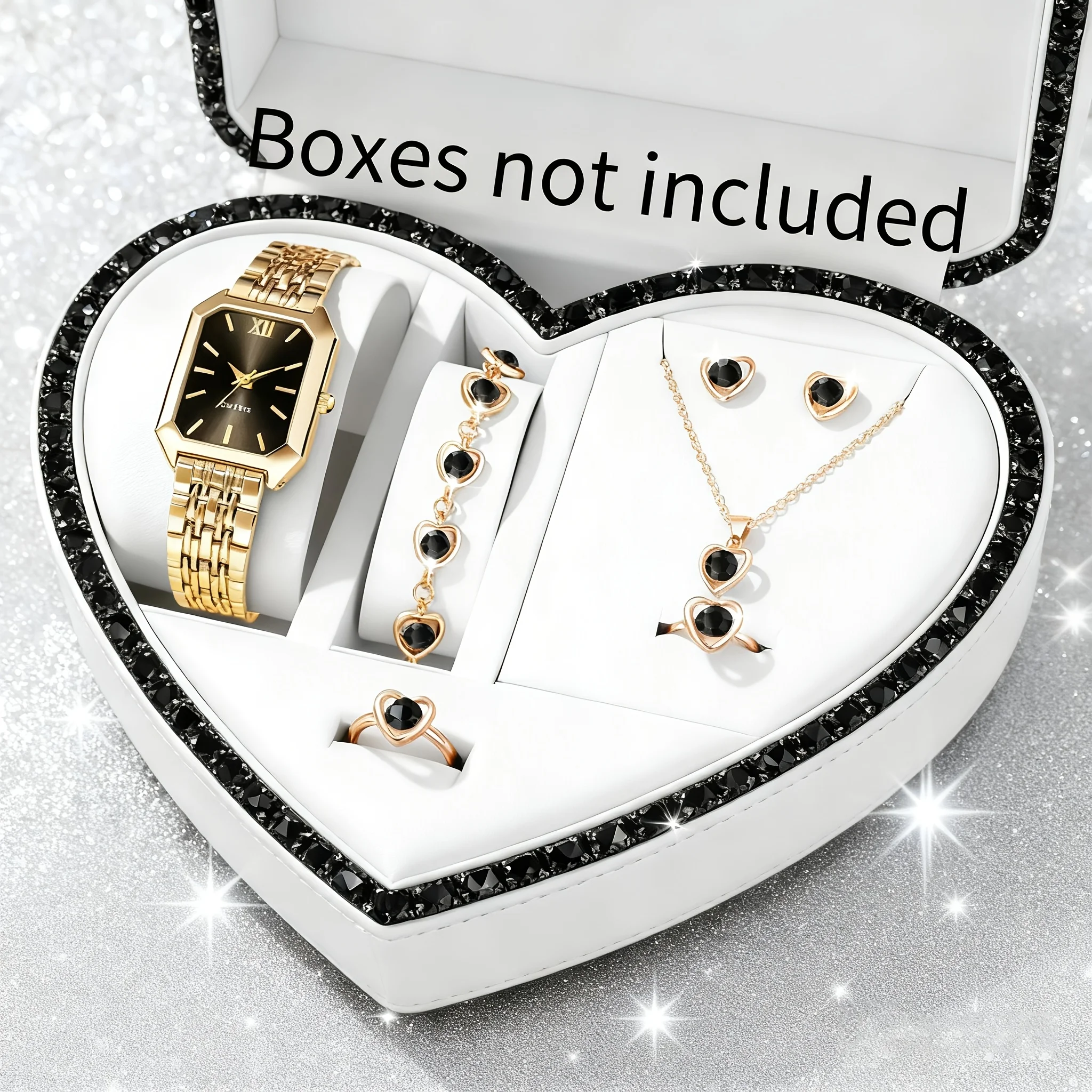 Elegant Rectangle Women Quartz Watch Rhinestone Jewelry Set Ladies - Image 4
