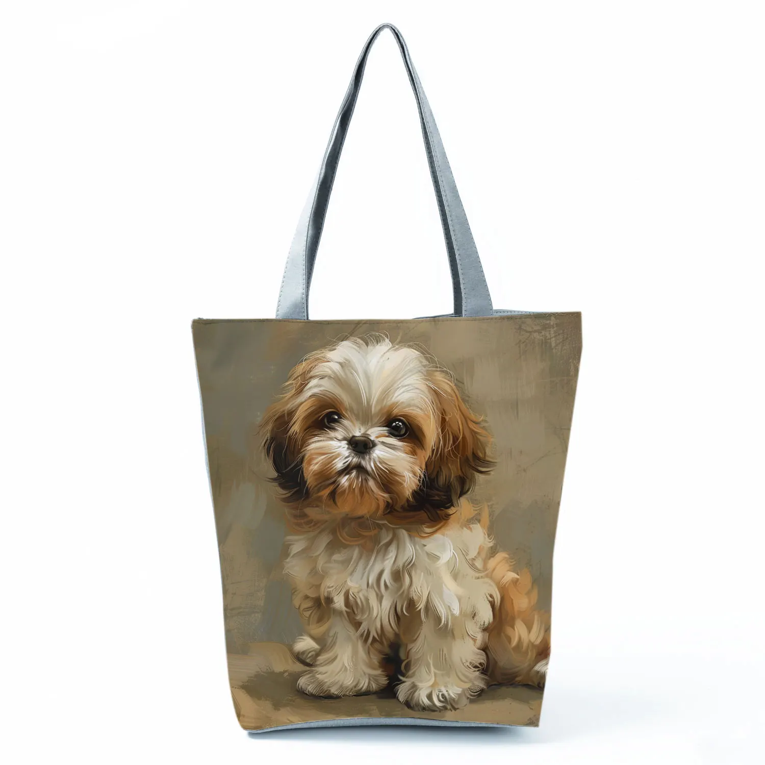 Cute Shih Tzu Print Shopping Bags Groceries Women Handbags - Image 17