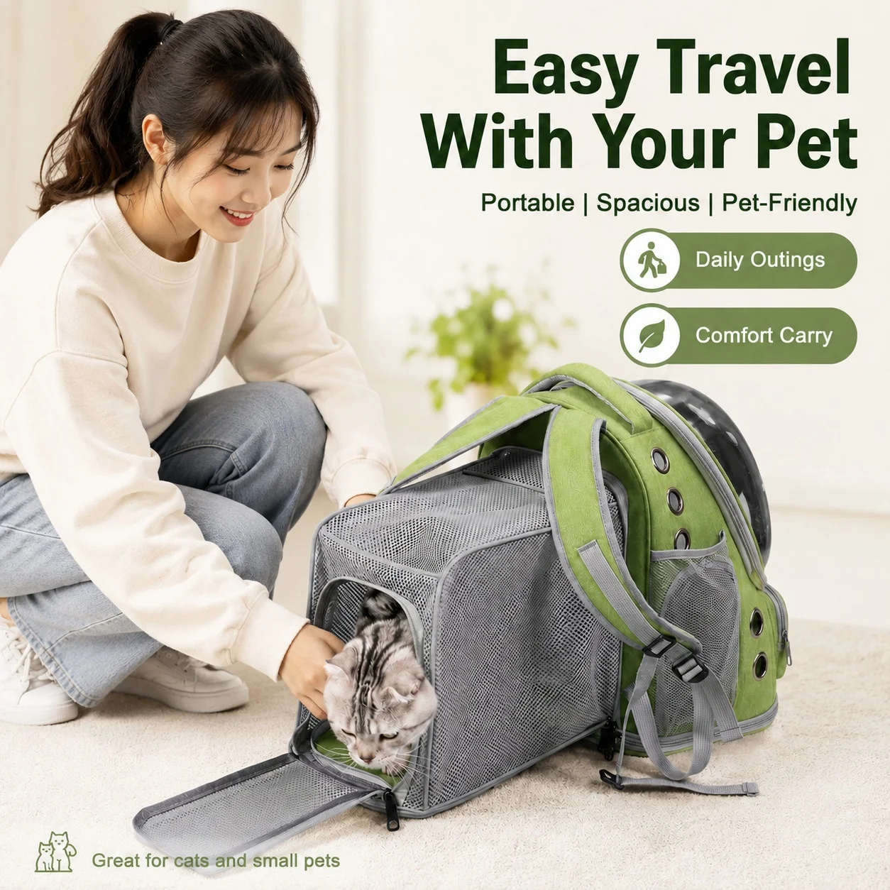 Spacious Expandable Pet Backpack Carrier With Dual Shoulder Straps - Image 4
