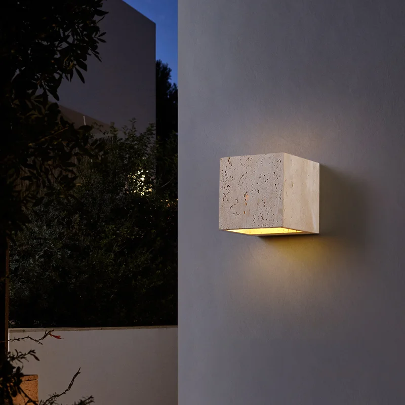 Square Shape Natural Stone Outdoor Waterproof Exterior Wall Lights Courtyard Decoration Sconce Hallway Stairs Bathroom Wall Lamp - Image 5