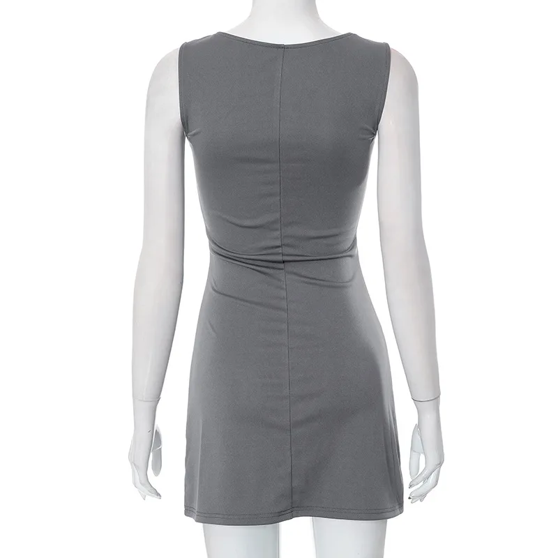 Woman Dress Sleeveless Knit Slim A-line Female O-neck Seveless - Image 4
