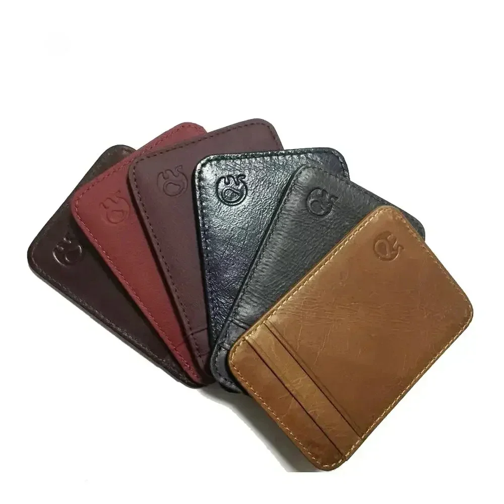 Fashion 100% Genuine Leather Thin Bank Credit Card Case
