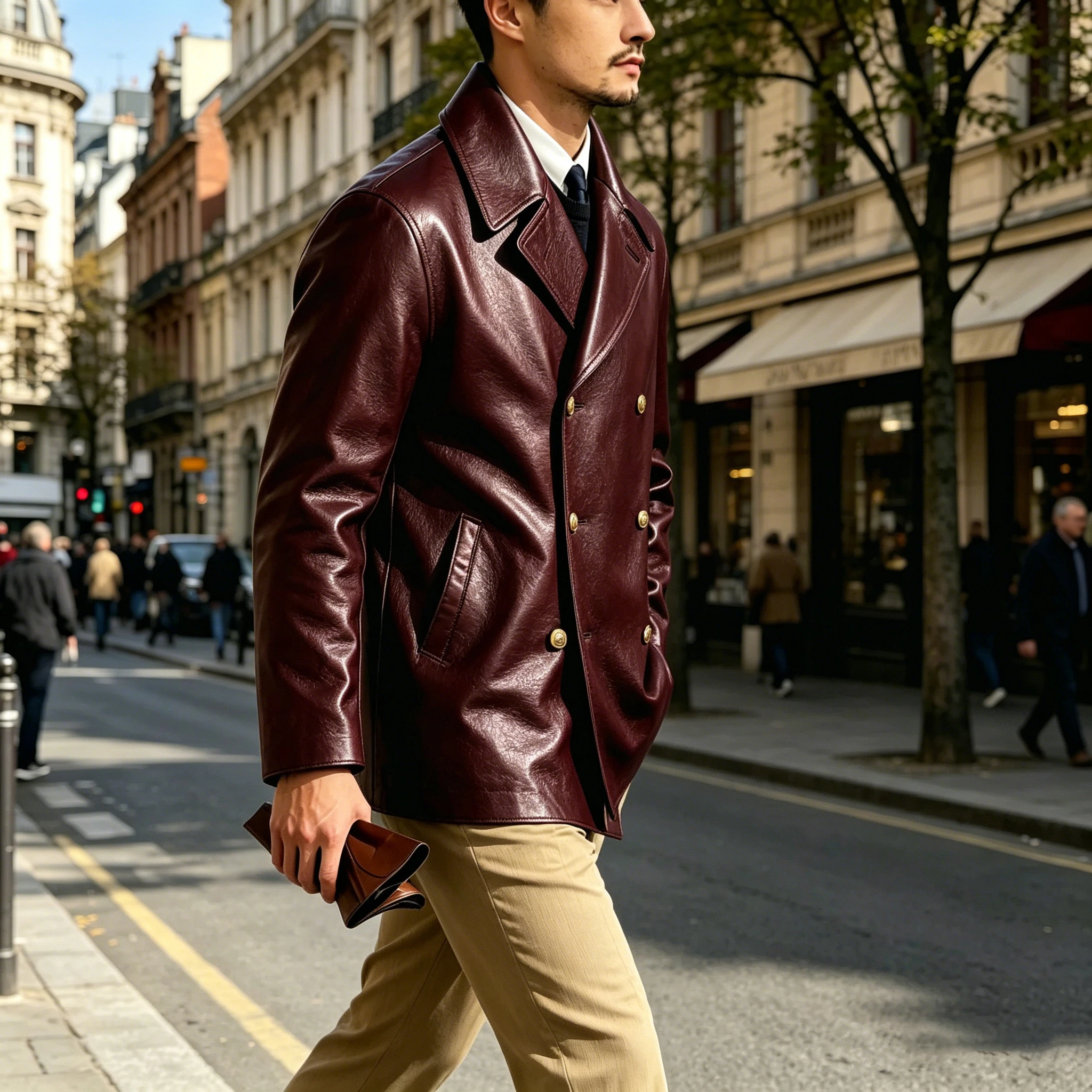 Men's Double-Breasted Leather Blazer - Image 6