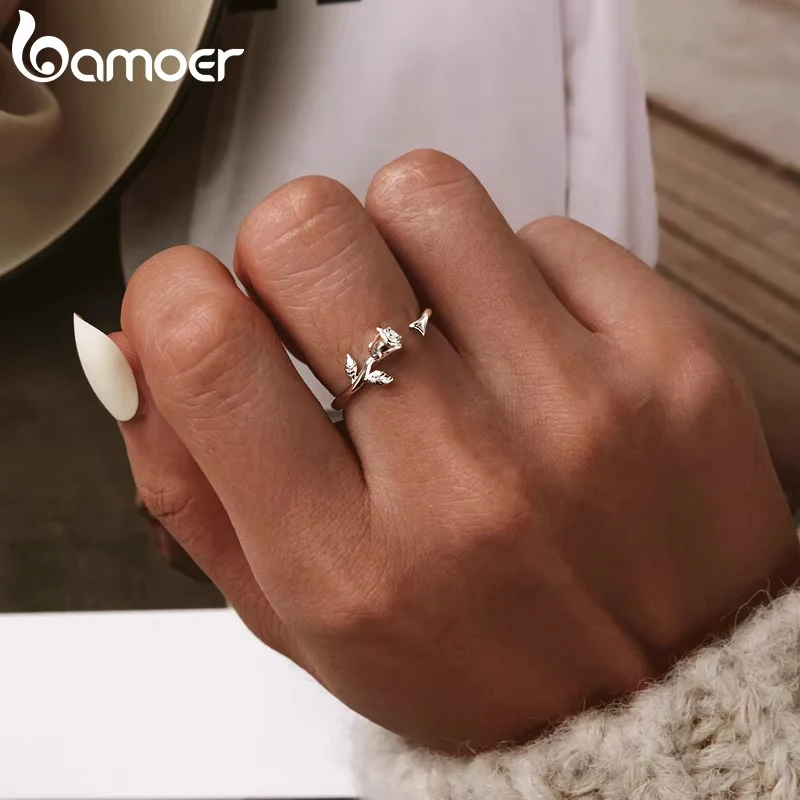 Bamoer 925 Sterling Silver 3d Thorns And Rose Adjustable - Image 2