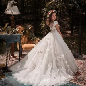 Flower Girl Dresses Tulle Beading Appliqued Pageant Dresses For