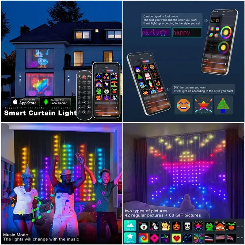 Led Smart Curtain Lights New Year S Garland App - Image 4