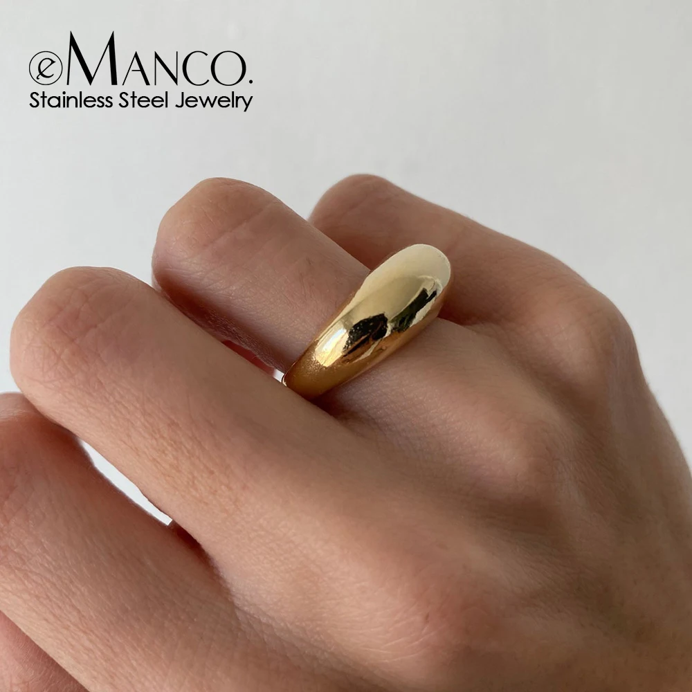 Fashion Stainless Steel Rings for Women Gold Color Arc Rings Geometric Jewelry Gift Wholesale 8MM