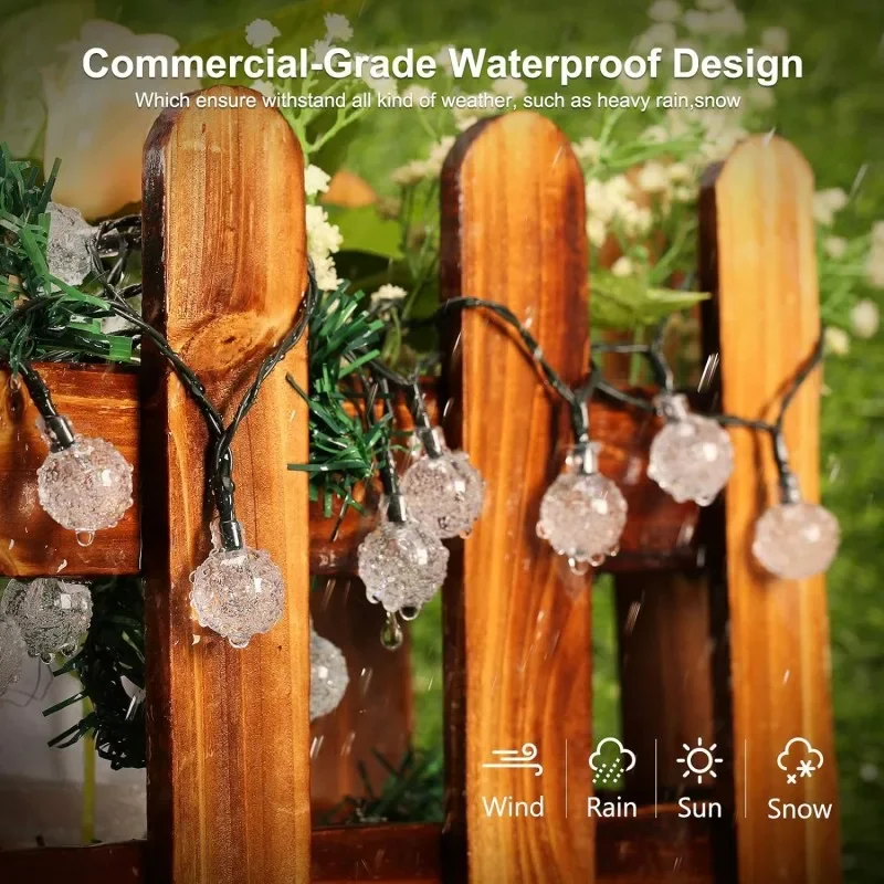 Solar Crystal Globe String Lights Outdoor Waterproof Fairy Light Christmas Halloween Party Decor Lights for Garden Balcony Patio - Image 5