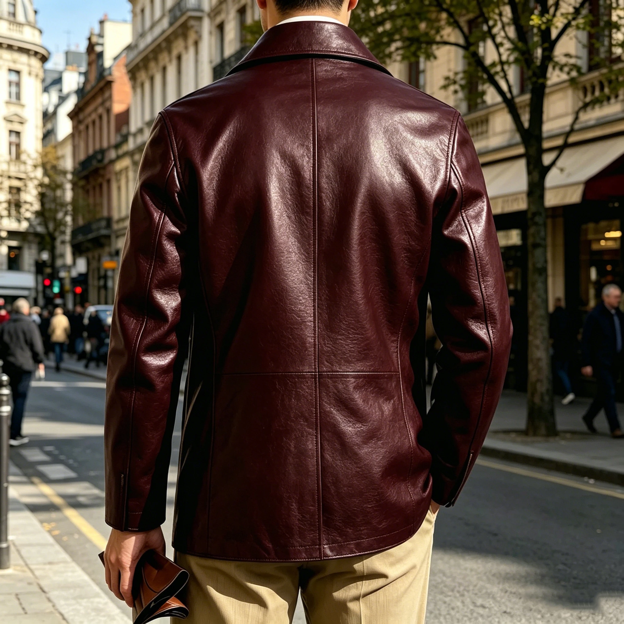 Men's Double-Breasted Leather Blazer - Image 4