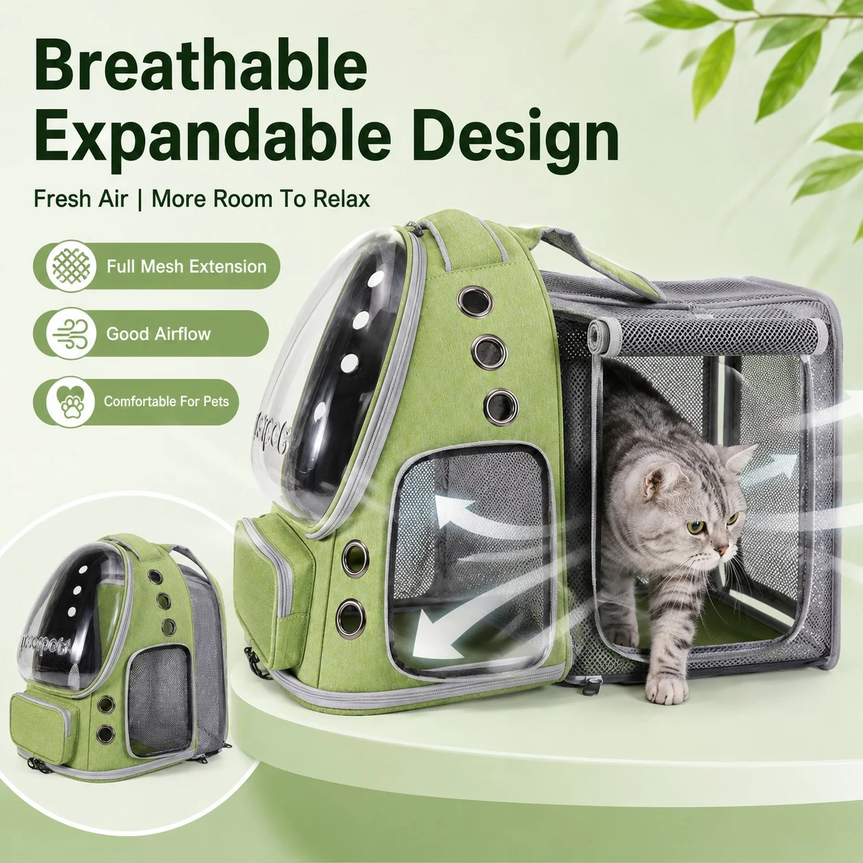 Spacious Expandable Pet Backpack Carrier With Dual Shoulder Straps - Image 3