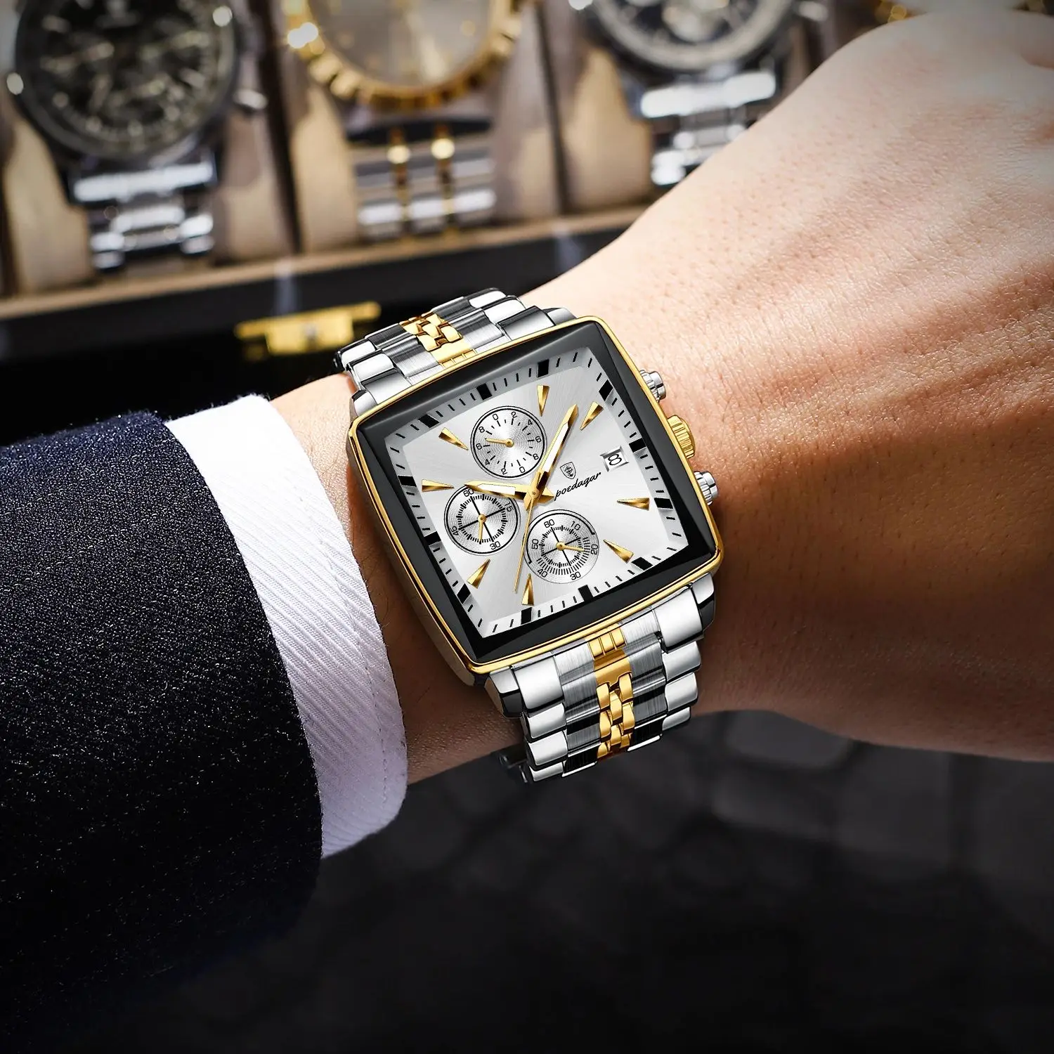 Men's Square Sport Watch – Steel Band - Image 5