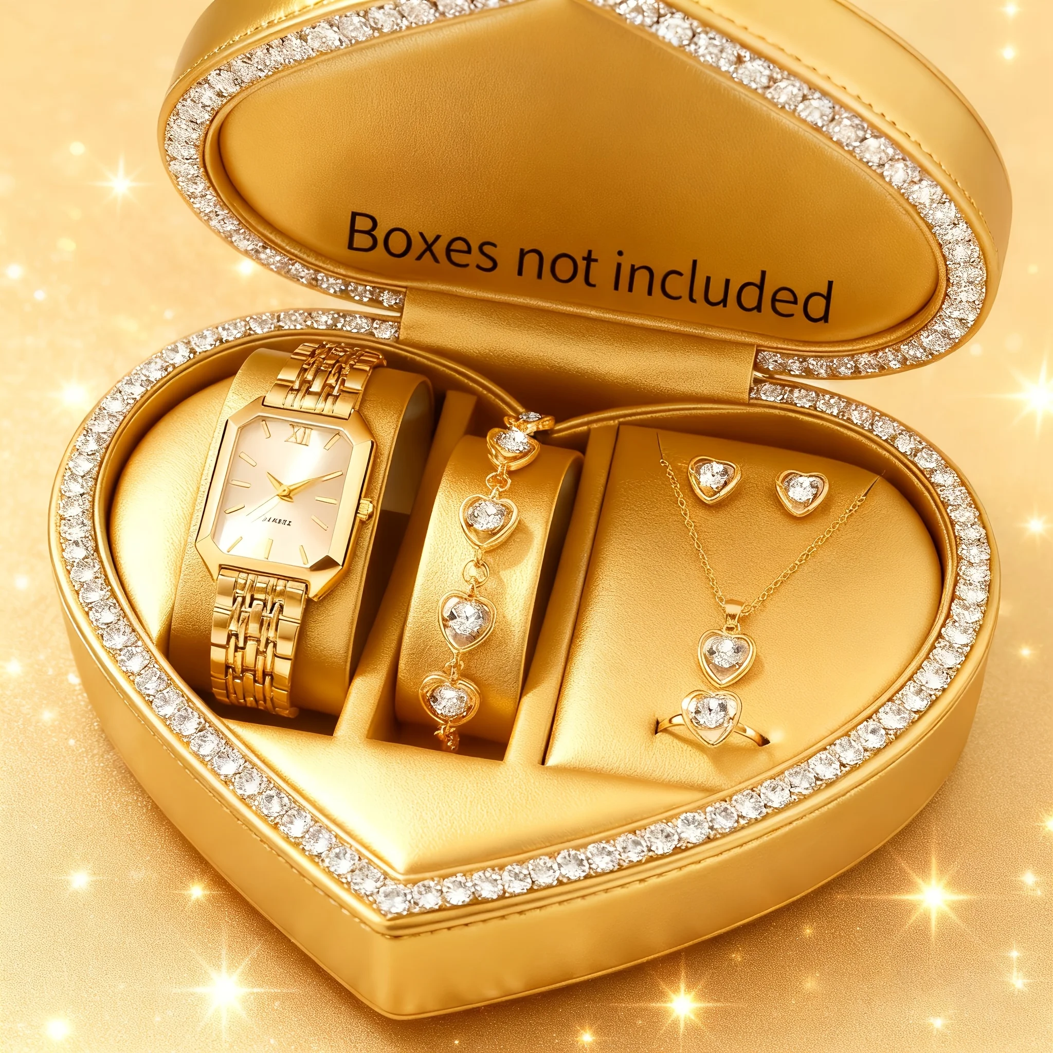Elegant Rectangle Women Quartz Watch Rhinestone Jewelry Set Ladies