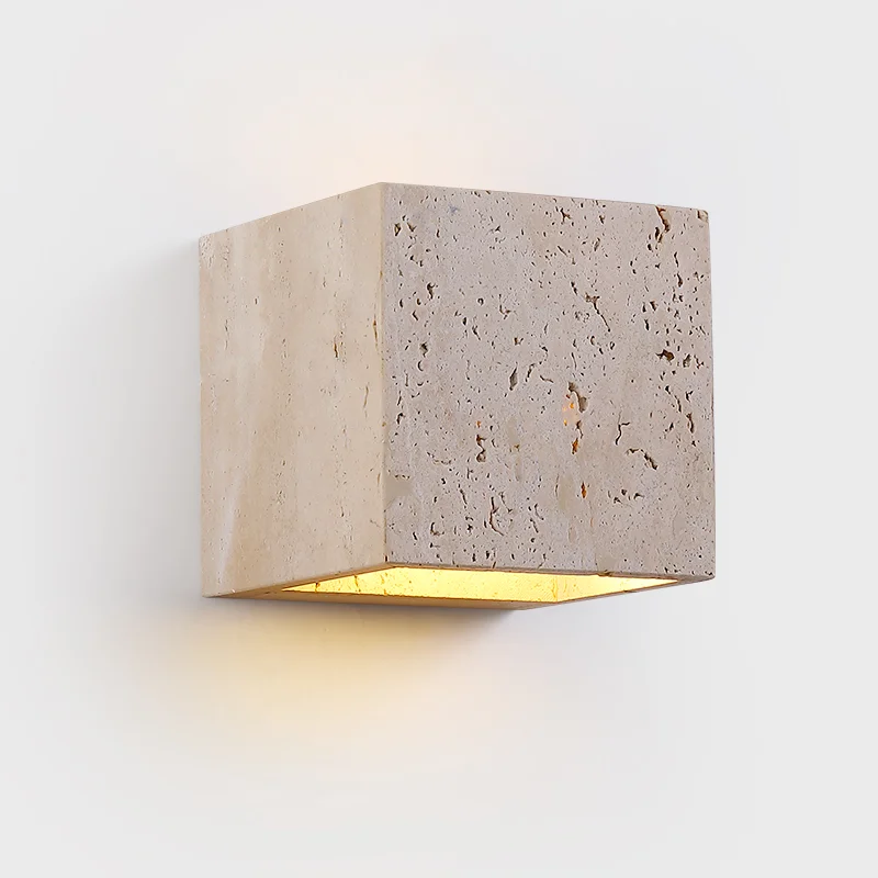 Square Shape Natural Stone Outdoor Waterproof Exterior Wall Lights Courtyard Decoration Sconce Hallway Stairs Bathroom Wall Lamp