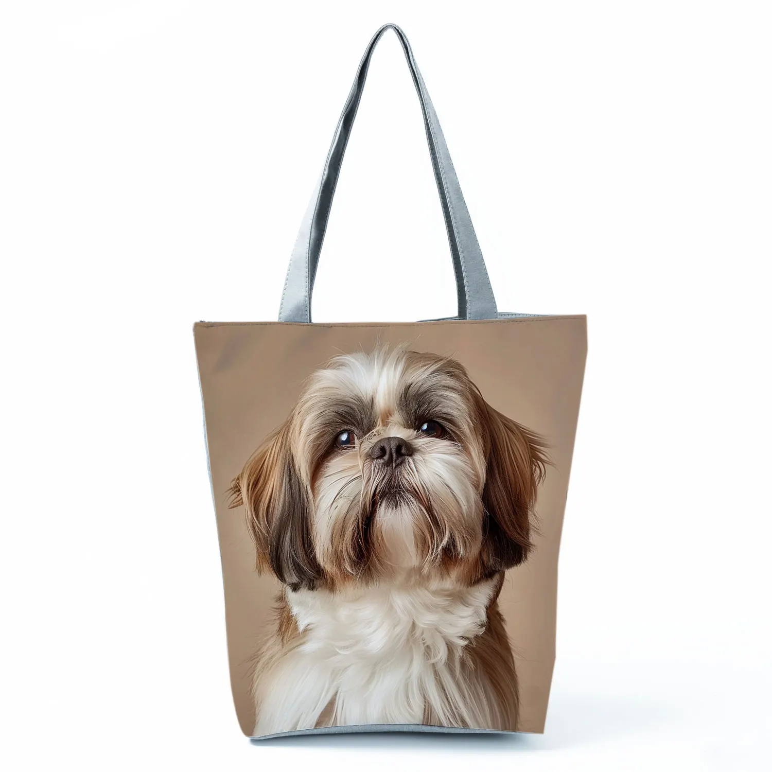Cute Shih Tzu Print Shopping Bags Groceries Women Handbags - Image 8