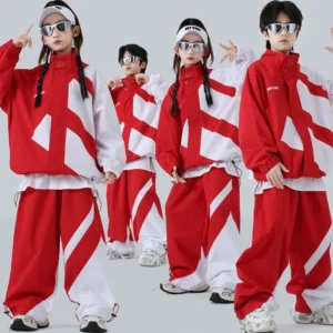 Kids Hip Hop Clothing Block Windbreaker Jacket Casual Jogger