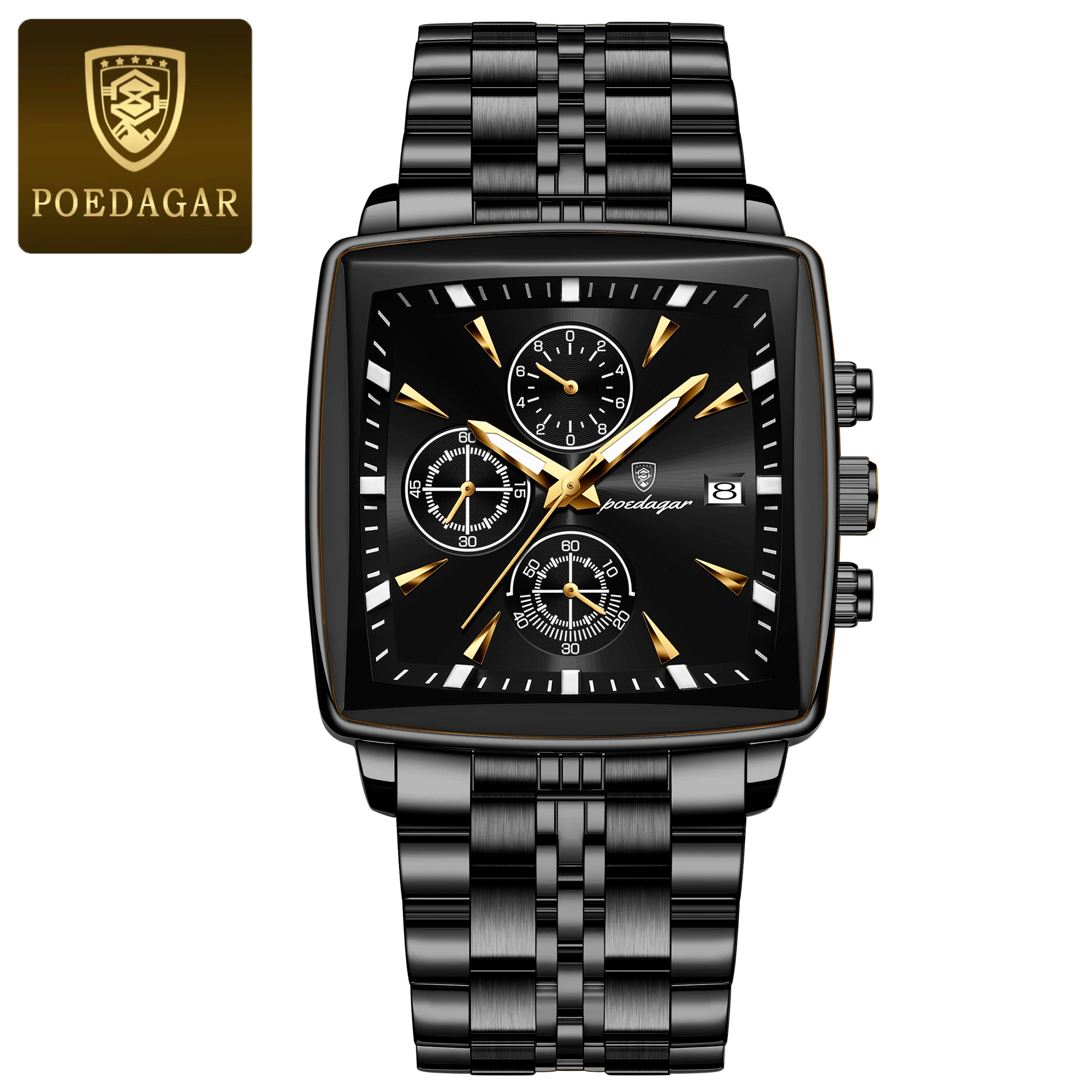Men's Square Sport Watch – Steel Band - Image 12