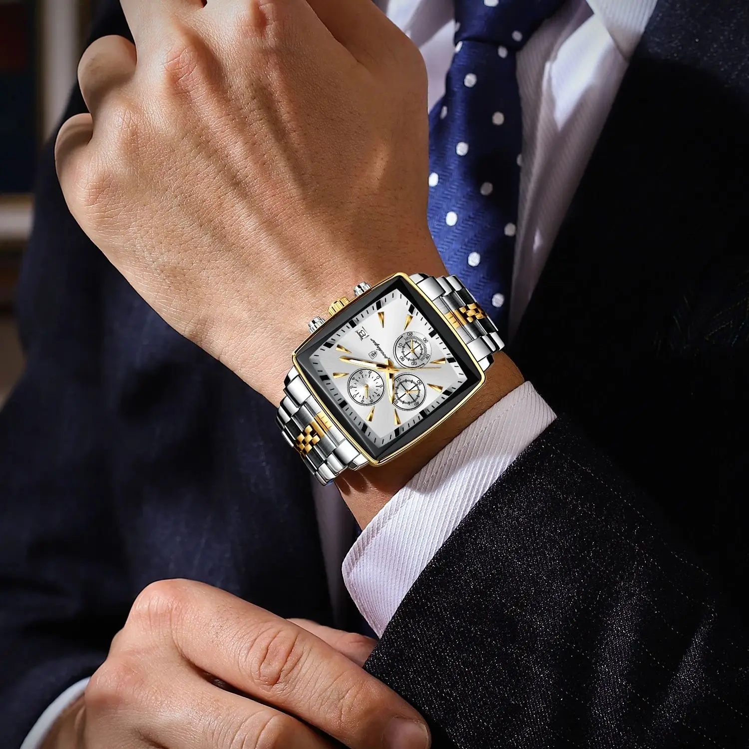 Men's Square Sport Watch – Steel Band - Image 6
